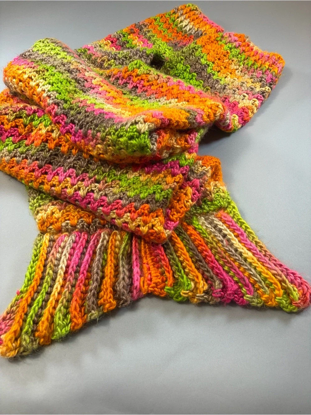 Handmade Crochet 6’+ Mermaid Tail Couch Blanket Wrap Cozy Multicolor HEAVY
